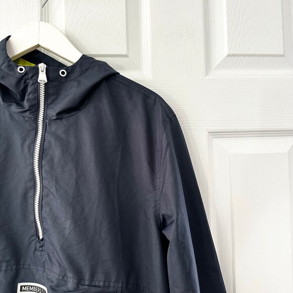 Members Only Sport Blue Nylon Pullover Hooded Quarter Zip Windbreaker Medium Men - Picture 12 of 13